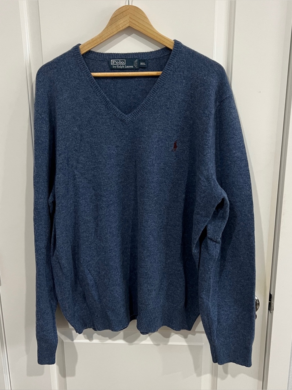 Vintage Ralph Lauren V-Neck Sweater 100% Lambswool - XXL